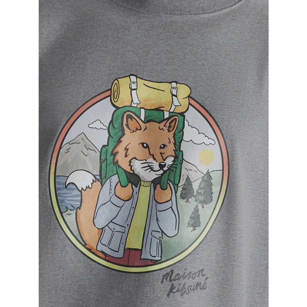 Maison Kitsuné Katoenen bedrukt T-shirt Gray Heren