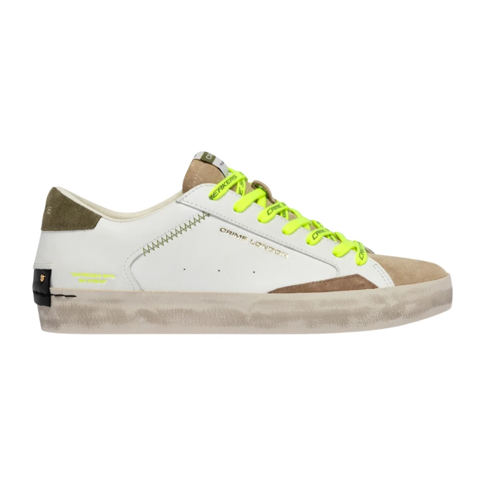 Crime London White Sneakers, Male, 9 Uk, Distressed Sneaker