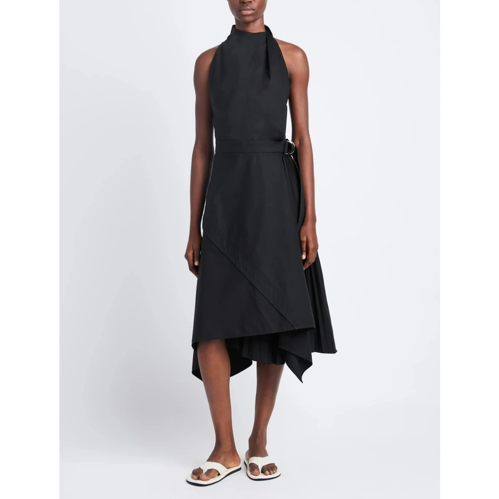 Proenza Schouler Asymmetrische Poplin Jurk Black Dames