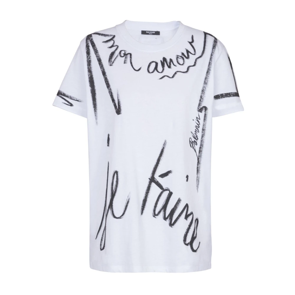Balmain Zwarte T-shirt en Polo voor Vrouwen White Dames