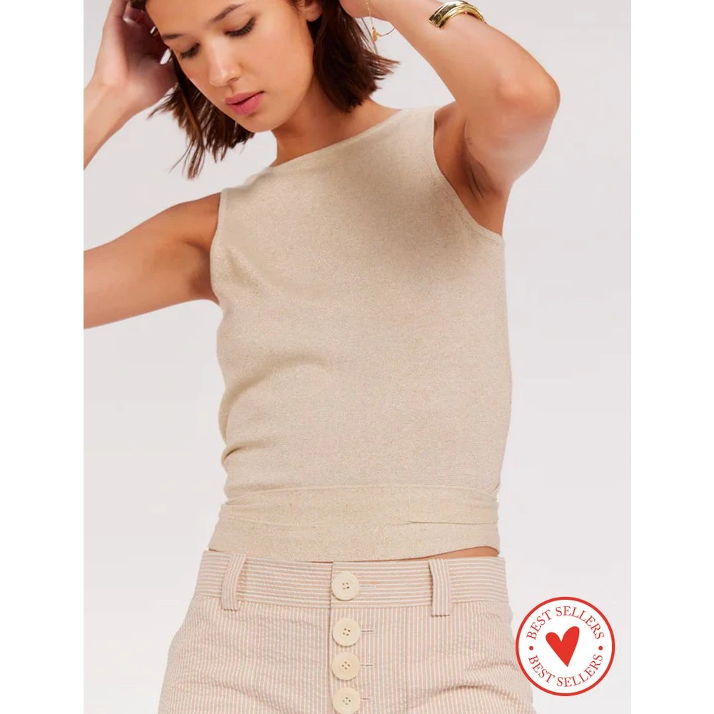 Ines De La Fressange Paris Gouden Neckerchief Top Beige Dames