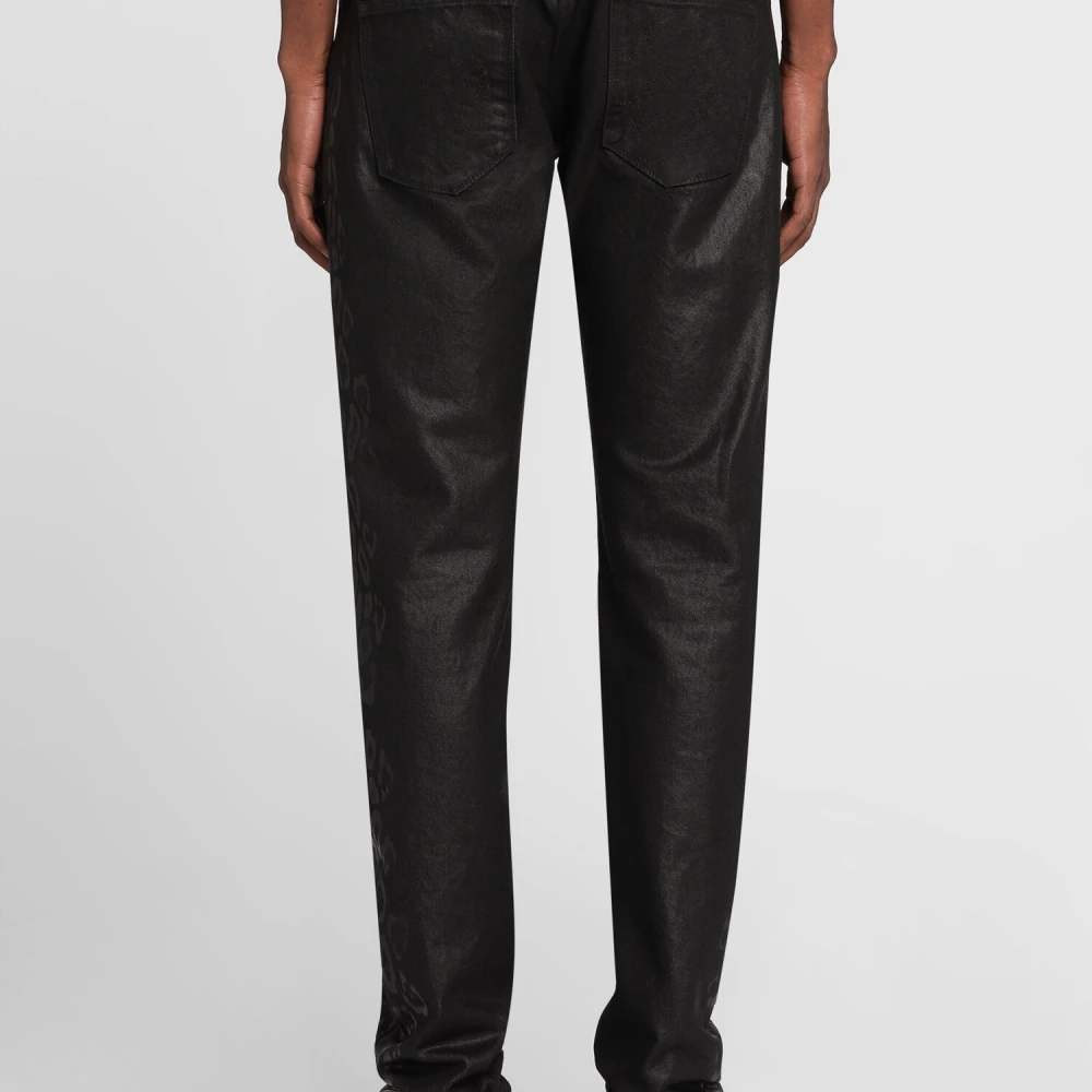 Roberto Cavalli Jaguar-Print Coated Slim Fit Jeans Black Heren