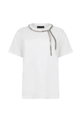 T-shirt med pärlor och strass