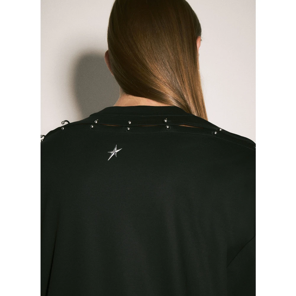 Mugler Katoenen Jersey Pierced T-Shirt Black Heren