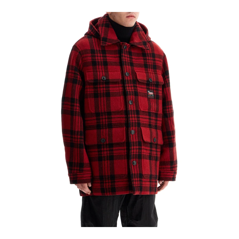 Woolrich Geruite Cruiser Hoodie Jas Red Heren