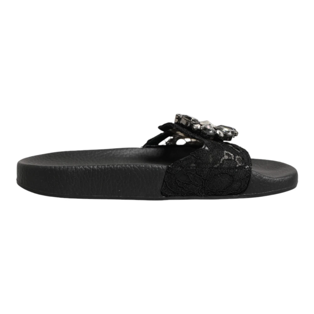 Dolce & Gabbana Women's Black Devotion Matelassé Leather Slides - Sliders - 2 Uk - Shoes