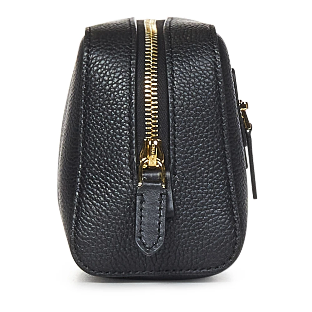 Tom Ford Zwarte leren clutchtas met gouden logo Black Heren