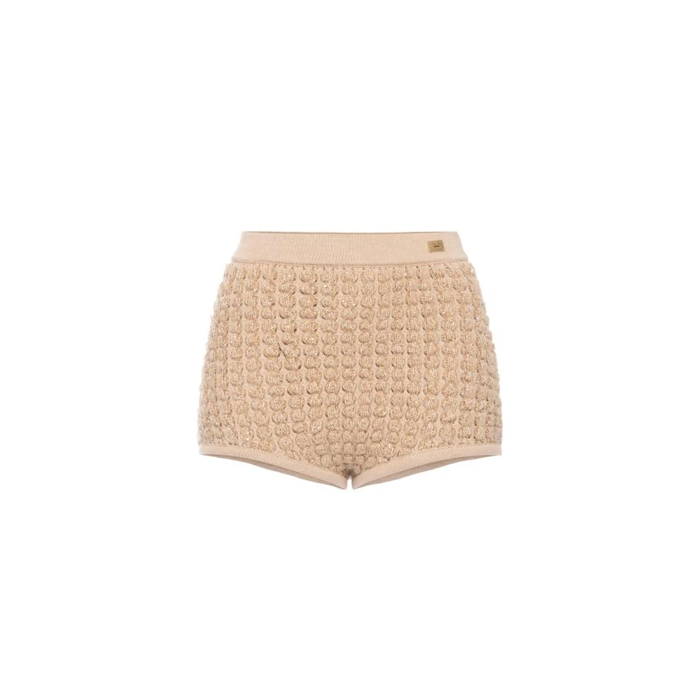 Elisabetta Franchi Women's Yellow Bouclé Shorts With Sequins