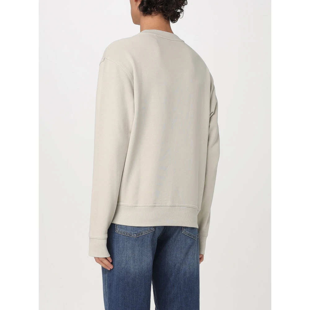 Hugo Boss Zachte Fleece Crew Neck Sweater Beige Heren