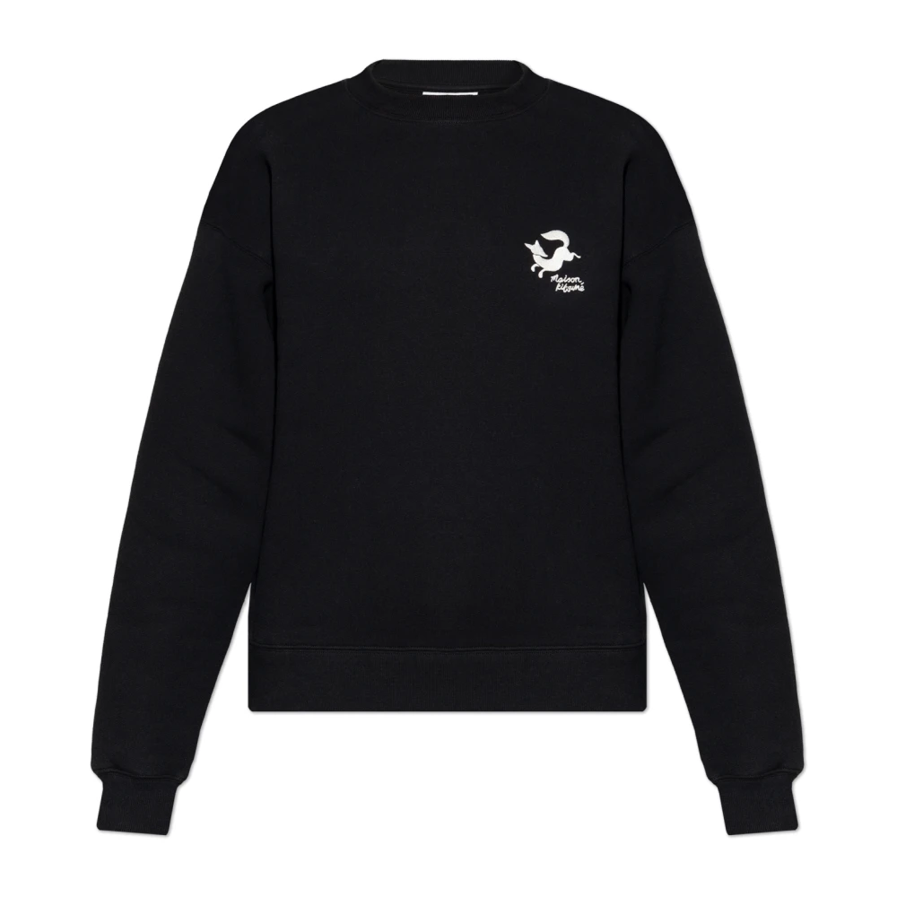 Maison Kitsuné Sweatshirt met geborduurd logo Black Dames