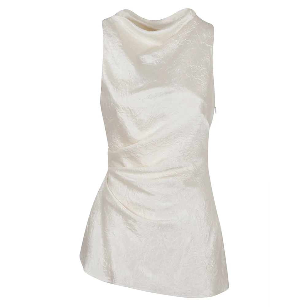 Alexander mcqueen Gerimpelde Satijnen Top voor Vrouwen Beige Dames