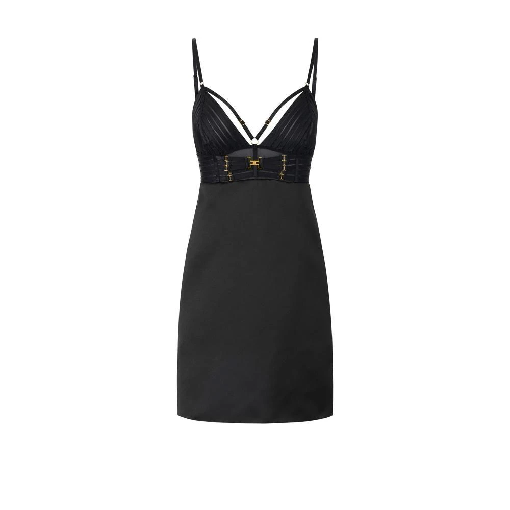 Elisabetta Franchi Black Duchess Satin Mini Dress - Female - Party Dresses - S - Dresses