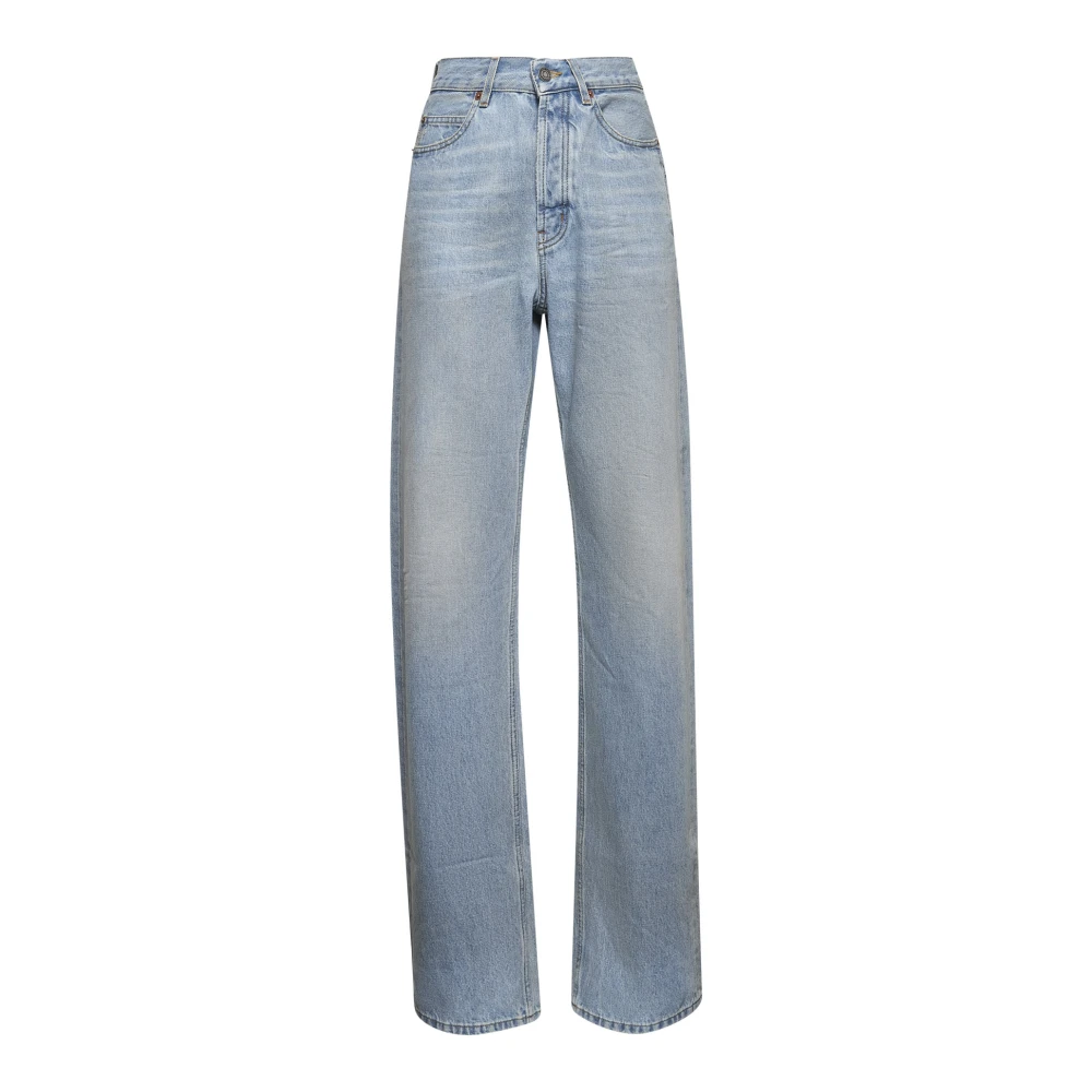 Saint Laurent Hoge Taille Wijde Pijp Jeans Blue Dames