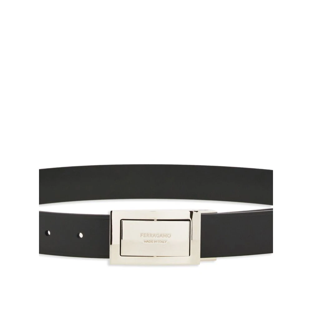Salvatore Ferragamo Omkeerbare Leren Riem met Gesp Black Heren