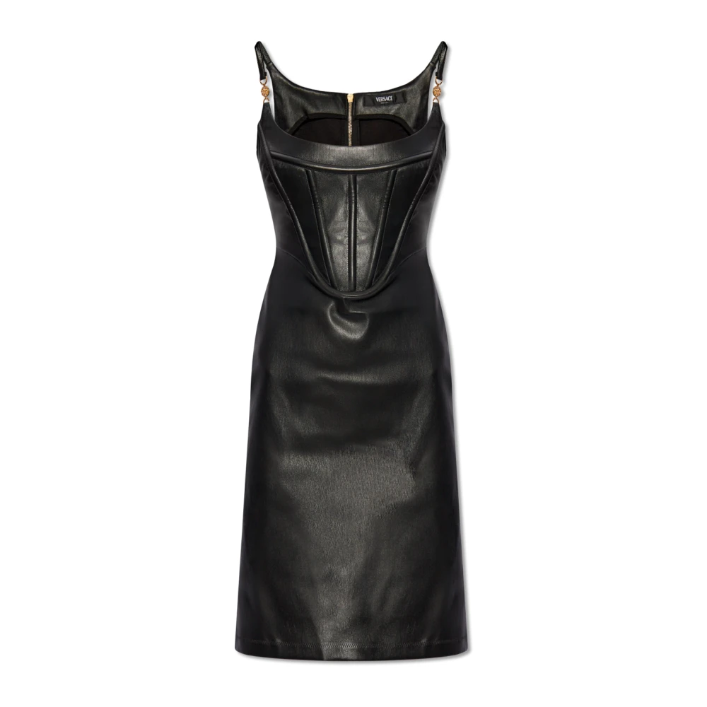 Versace Leren jurk Black Dames
