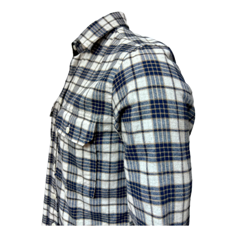 Xacus Katoenen Flanellen Geruite Shirt Blauw Blue Heren