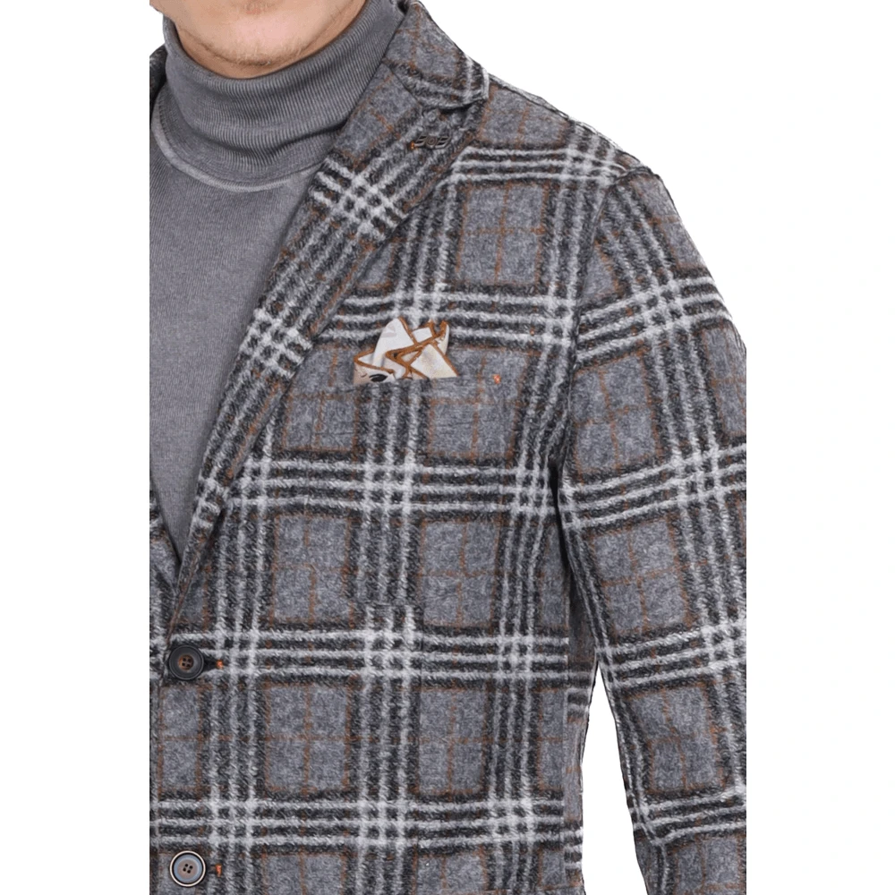 BOB Geruit Patroon Grijs Blazer Jas Gray Heren