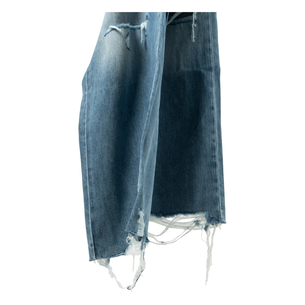 7 For All Mankind Distressed Wideleg Jeans Blue Dames