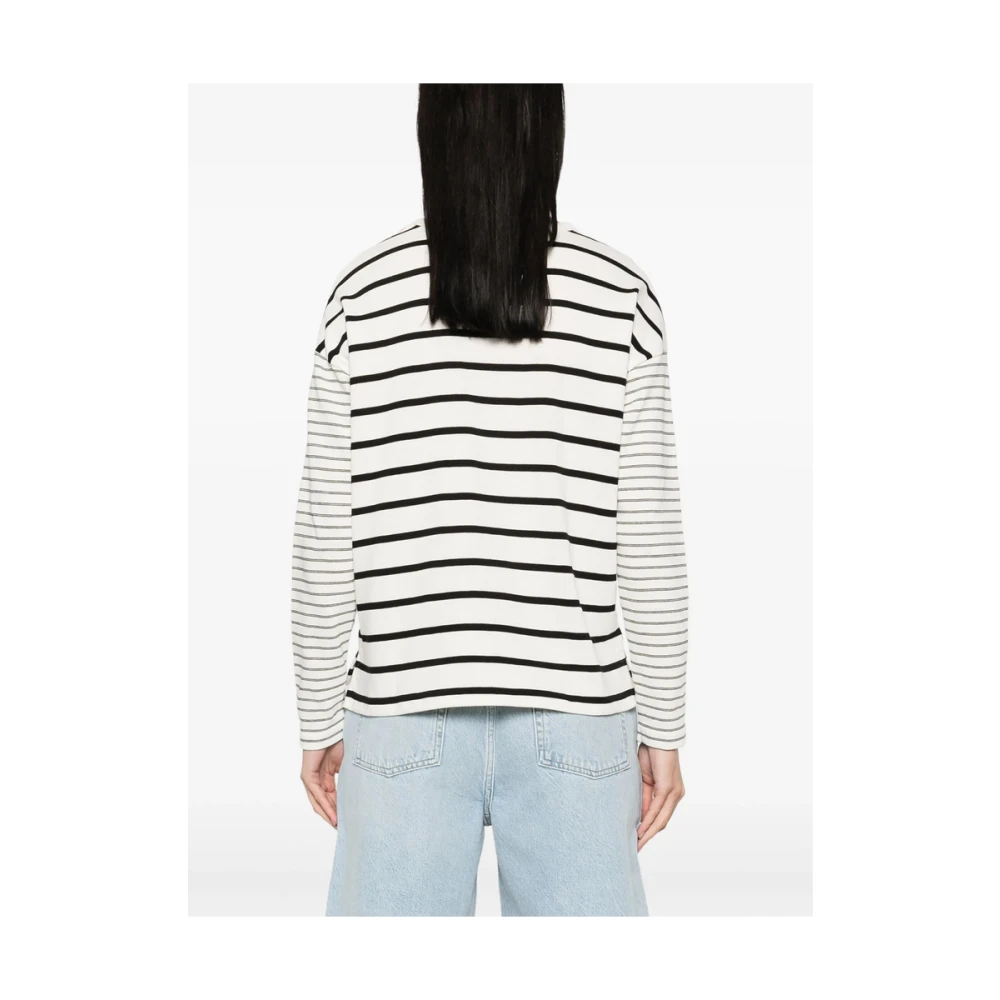 Maison Labiche Witte Crew Neck Sweater met Logo Multicolor Dames