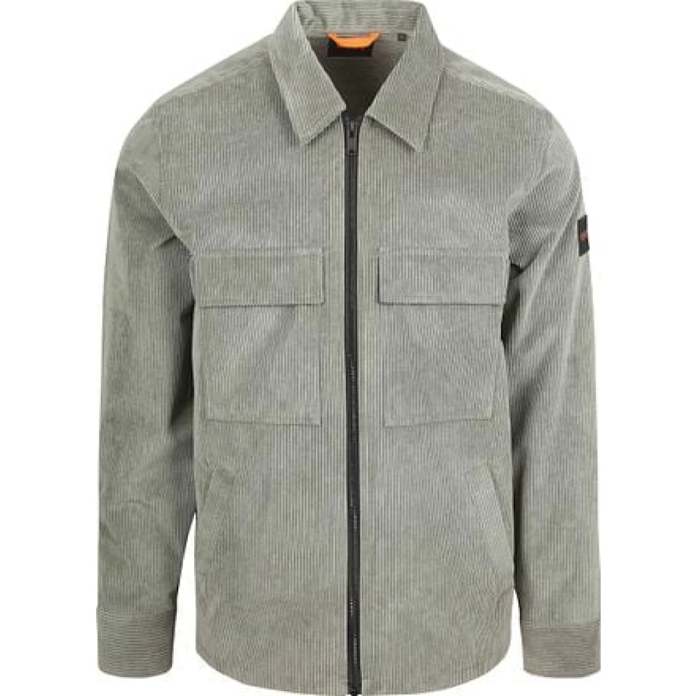 Hugo Boss Corduroy Overshirt Regular-Fit Geribbelde Stof Gray Heren