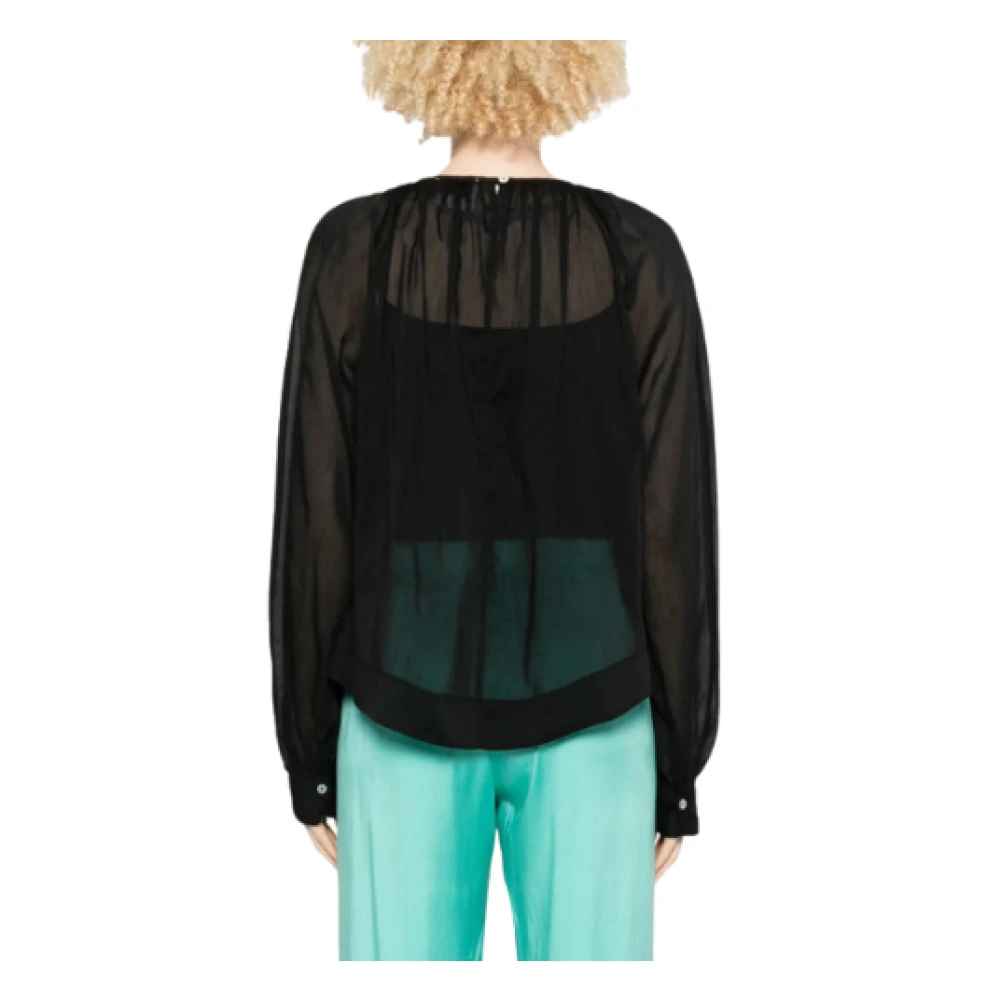 Forte Zwarte Blouse met Knoopsluiting Black Dames