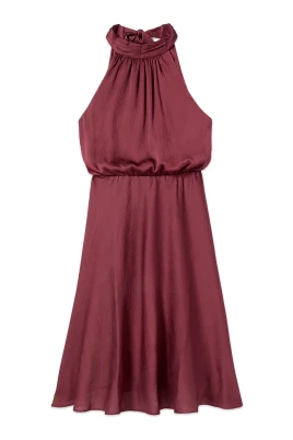 Midi Halter Neck Satin Dress