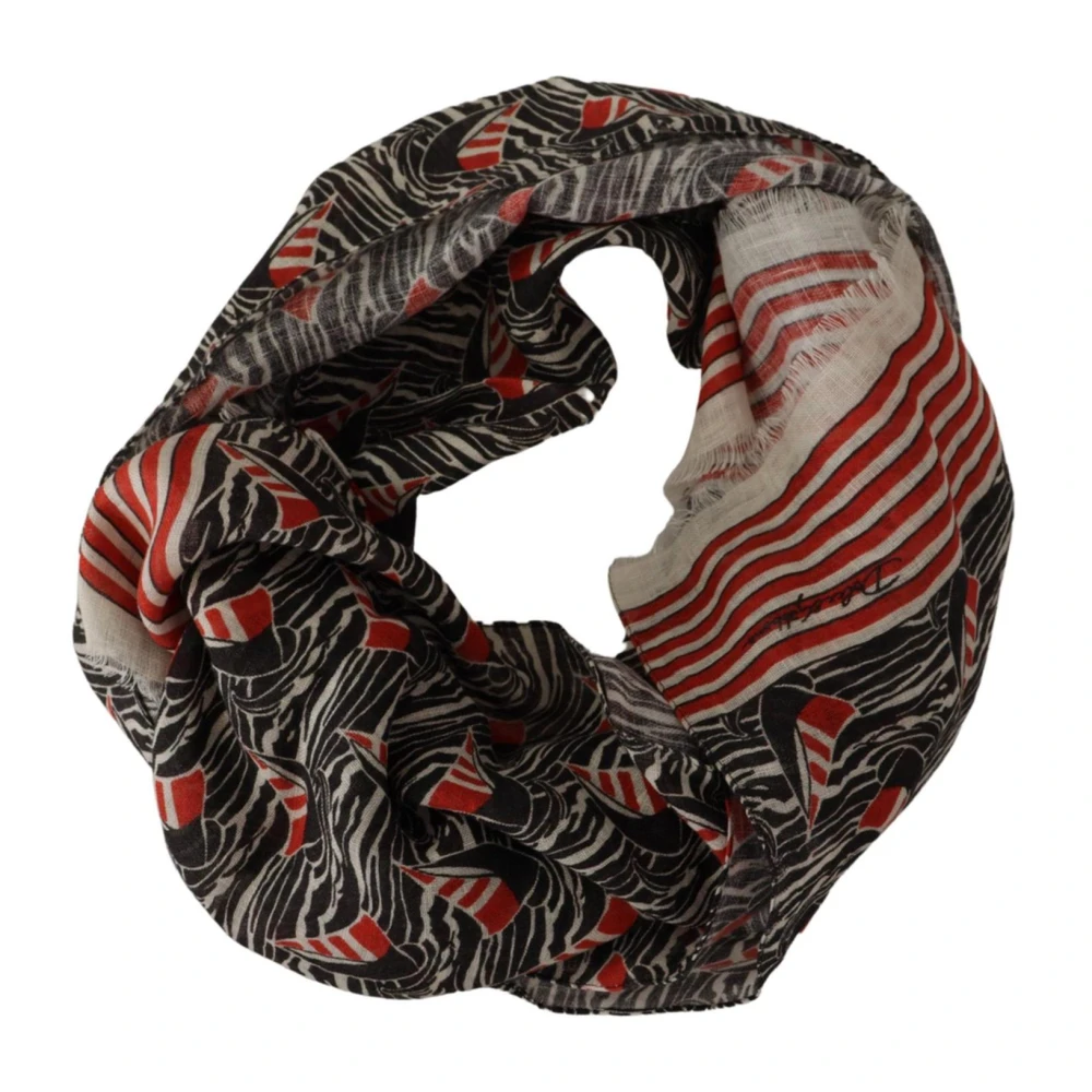 Dolce & Gabbana Mannelijk Zwart Accessoires Heren, One Size, Linnen, Heren Gestreepte Print Linnen Sjaal