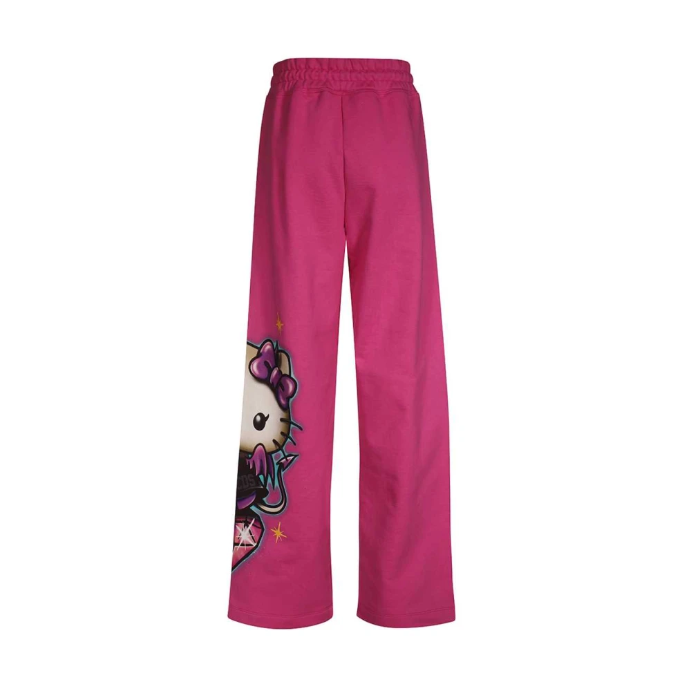 Gcds Katoenen trainingsbroek met zijzakken Pink Dames