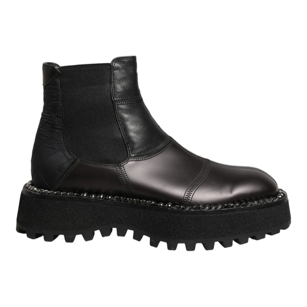 Dolce & Gabbana Men's Black Slip On Chelsea Boots - Lace-Up Boots - 5 Uk - Shoes