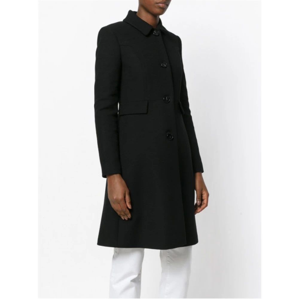 Twinset Klassieke wollen en katoenen jas Black Dames