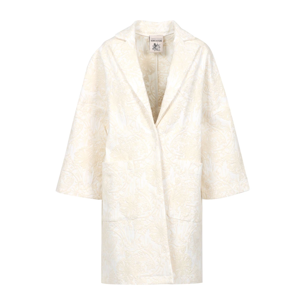 Semicouture Roomkleurige jas met lange mouwen Beige Dames