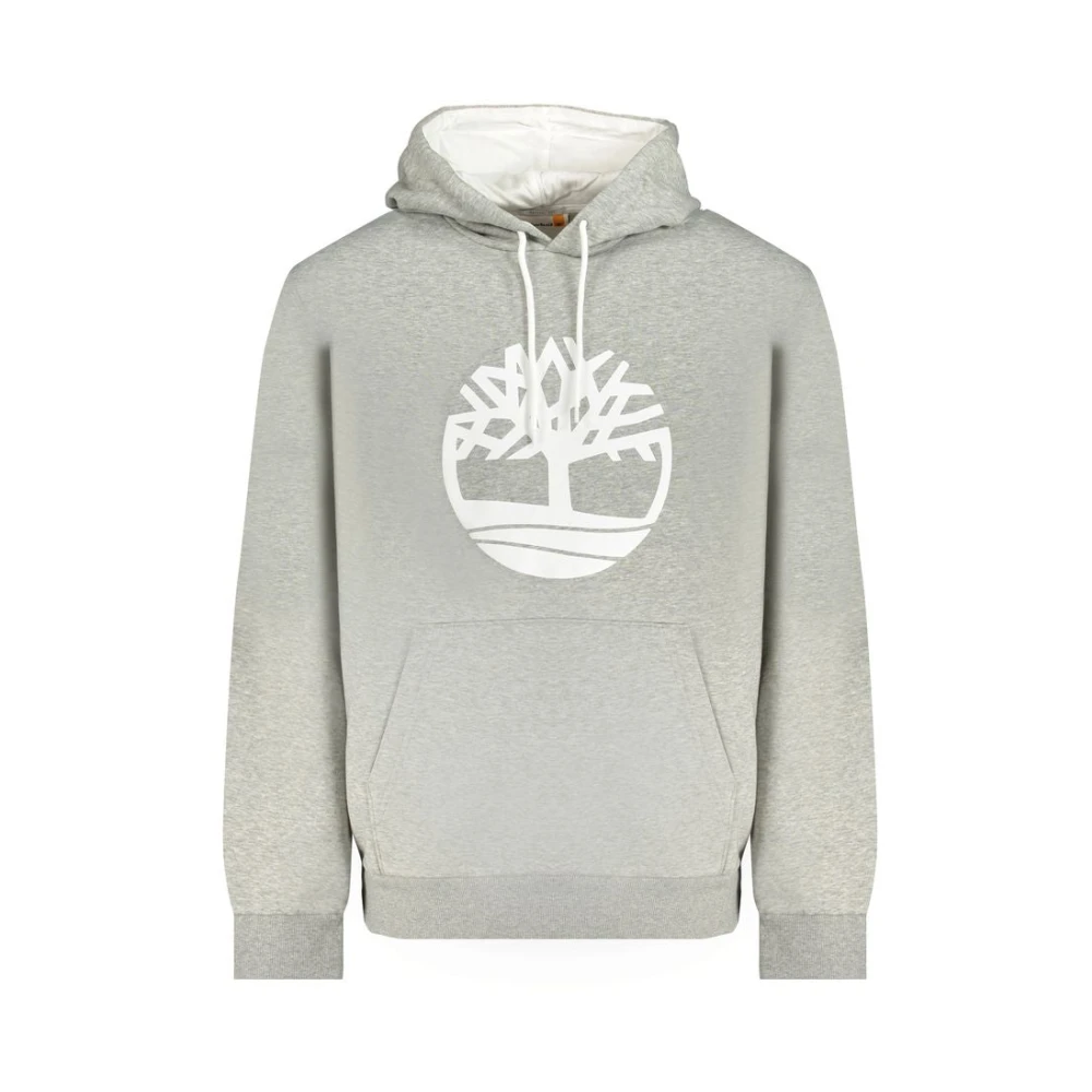 Timberland Grijze Katoenen Hoodie Sweatshirt met Logo Print Gray Heren