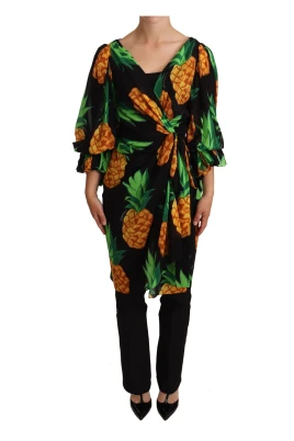 Livlig Ananas Wrap Klänning