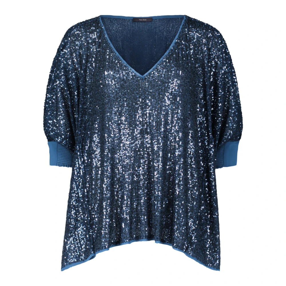 Vera Mont Glitter Cape met Pailletten Blue Dames