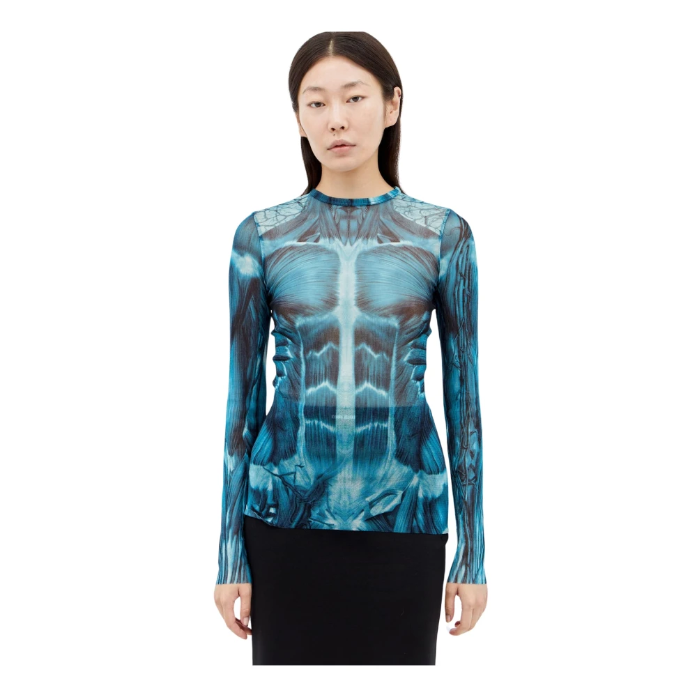 Jean Paul Gaultier Mesh Top Fashion Fiction Collection Blue Dames