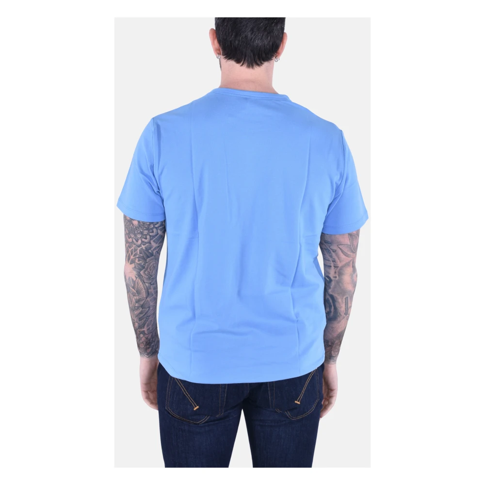 Sun68 Piquet Katoenen T-shirt Korte Mouw Blue Heren