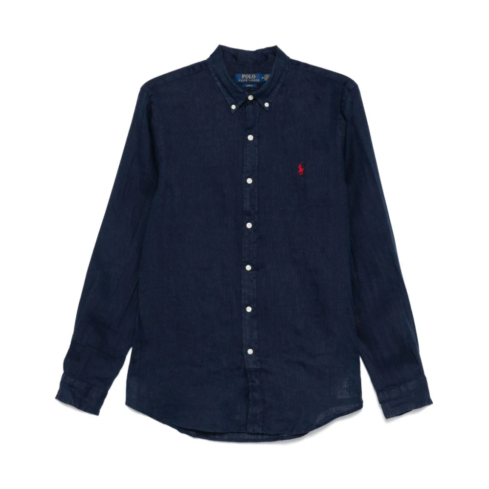 Polo Ralph Lauren Men's Blue Button-Down Shirt With Pony Motif