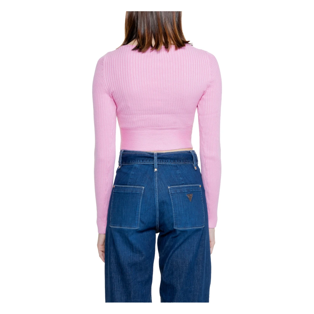 Only Roze V-hals Lange Mouw Top Pink Dames