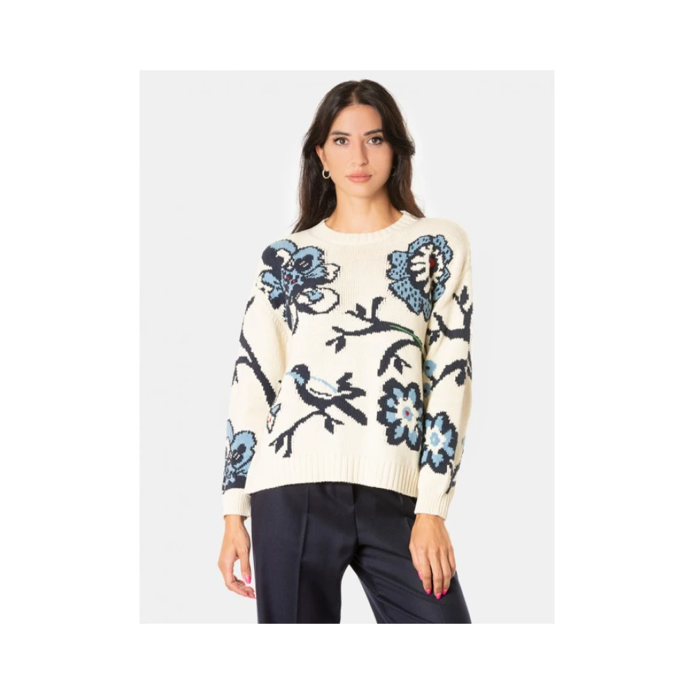 Max Mara Weekend Bloemenpatroon Trui met Lange Mouwen Beige Dames