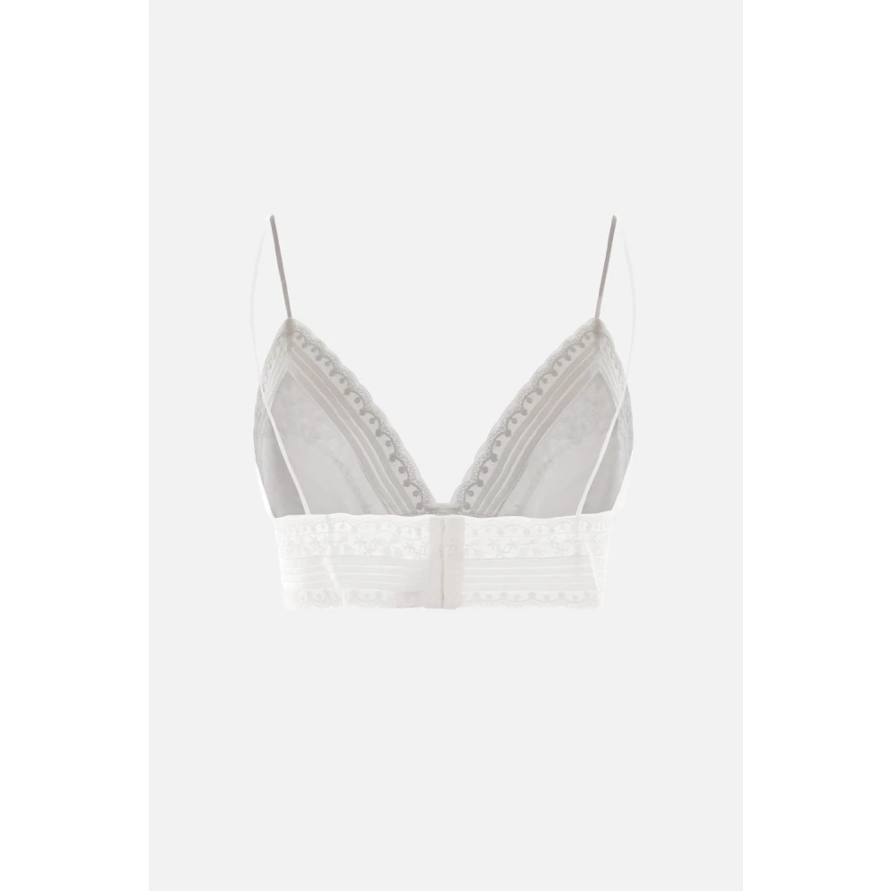 Ermanno Scervino Wit Katoenen Kantentop met Plooien White Dames