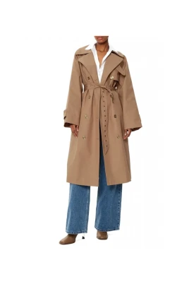Cotton Oversized Dubbelknäppt Trenchcoat