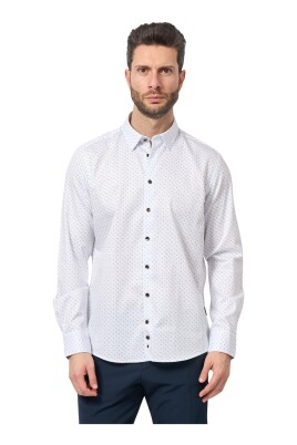 chemise-blanche-a-manches-longues-avec-micro-imprime