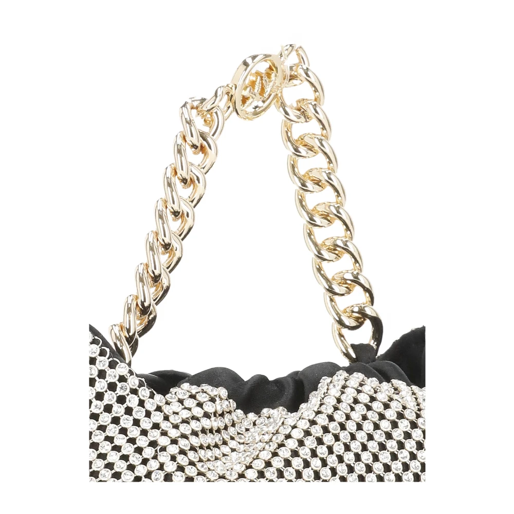 pinko Zwarte Handtas met Kettinghandvat en Strass-details Black Dames