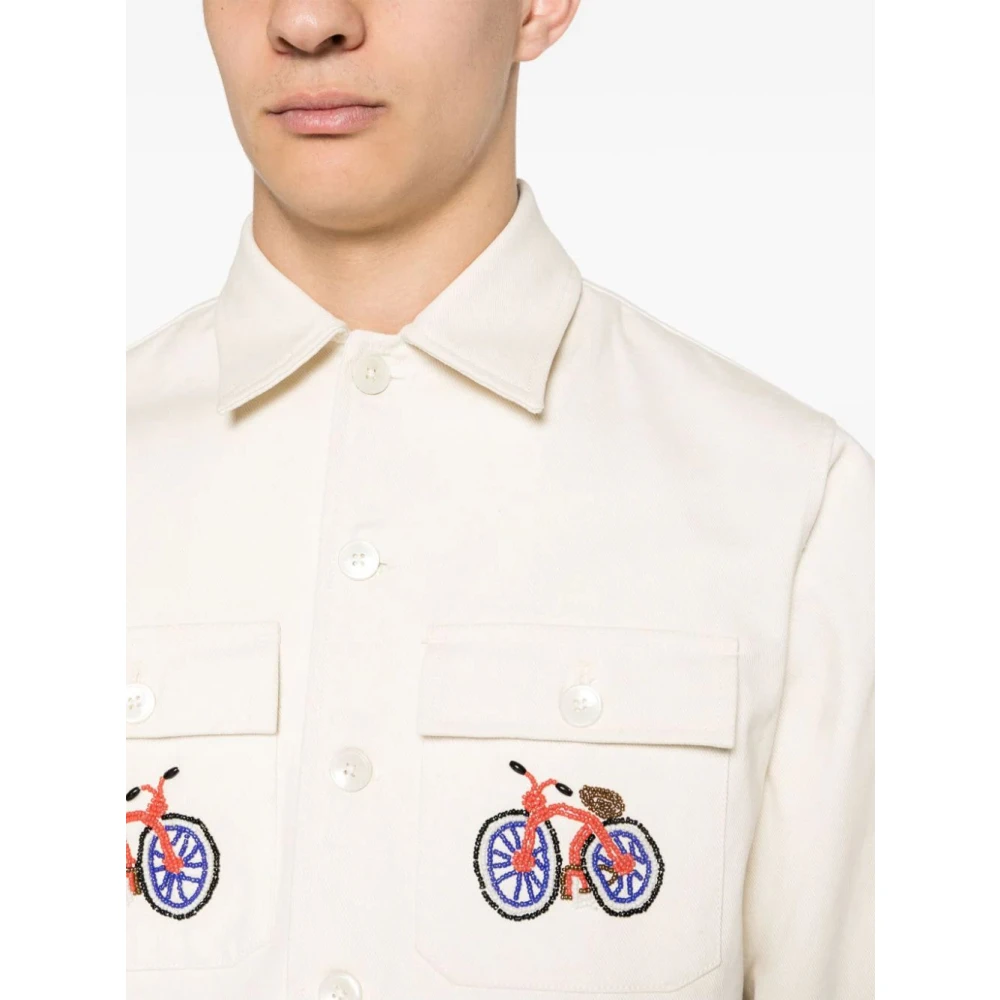 Bode Geborduurd fietsjack Beige Heren