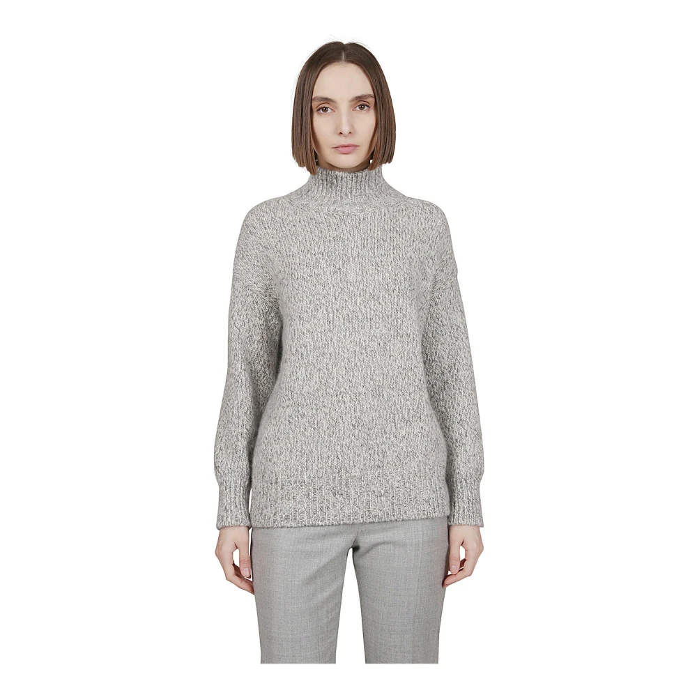 Eleventy Kasjmier Kid Mohair Zijde Lurex Trui Gray Dames