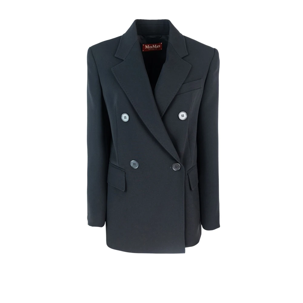 Max Mara Studio Zwarte Jassen met Triacetaat en Polyester Mix Black Dames