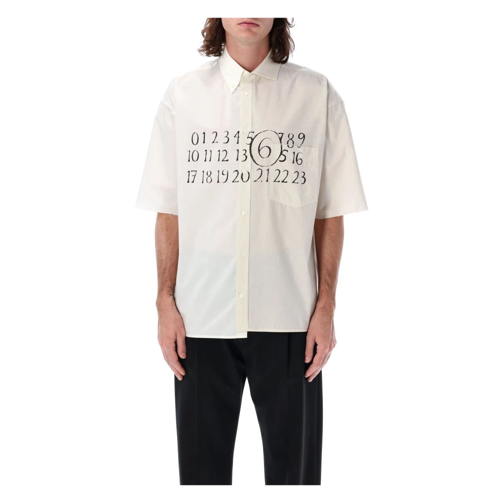 MM6 Maison Margiela Asymmetrisch Poplin Blouse White Heren