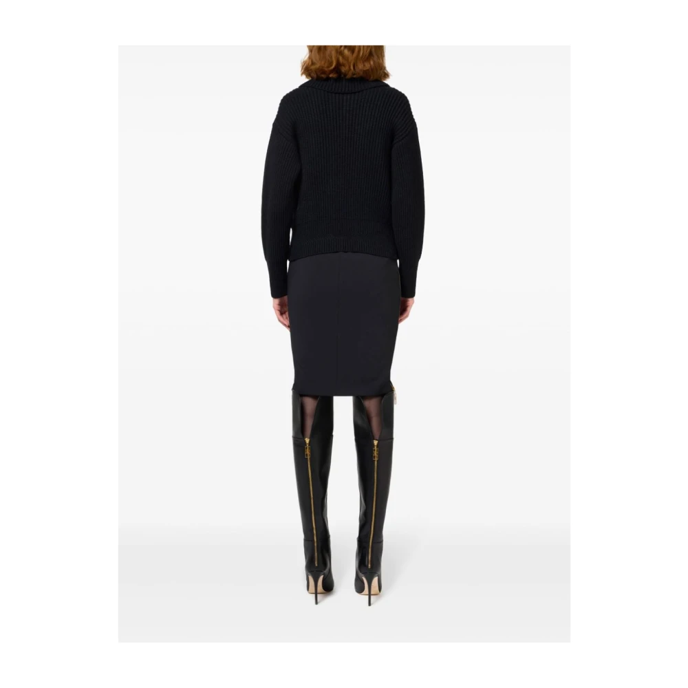 Elisabetta Franchi Zwart Rib Wolmix Vest Black Dames