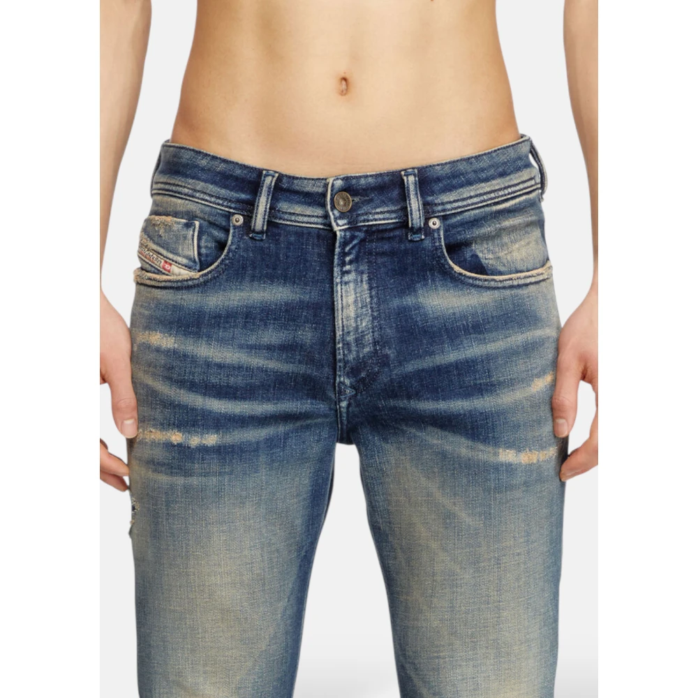 Diesel Skinny-Fit Jeans Donkerblauw Distressed Blue Heren