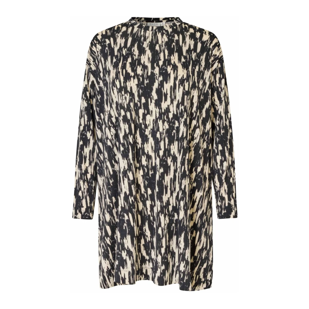 Masai Abstract Print Oversized Tuniek Zwart Multicolor Dames